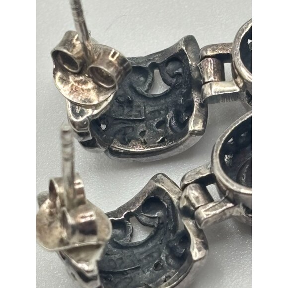 Abalone & Sterling Silver 925 Earrings With Intricate Design - Picture 6 of 12